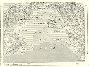 GULF OF PANAMA,Panama,1800s Antique Map