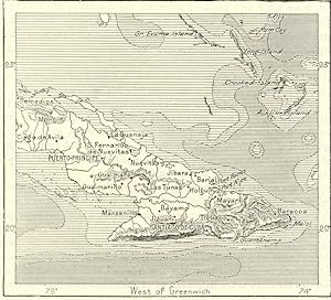 EASTERN DIVISION OF CUBA,1800s Antique Map