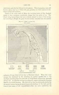 THE PROW OF CAPE COD,1893 1800s Antique Map