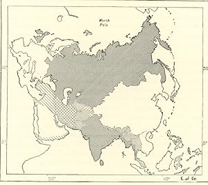 EUROPEAN INFLUENCE IN ASIA,Asiatic Russian 1800s Antique Map