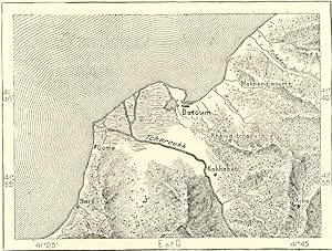 BATUM,Imeritians,Mingrelelians,Lazes,Asiatic Russian 1800s Antique Map