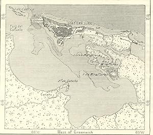 SAN JUAN BAUTISTA - PUERTO RICO,1800s Antique Map
