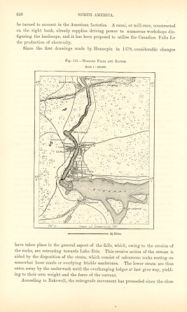 NIAGARA FALLS AND RAPIDS,CANADA,1800s Antique Map