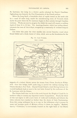 LAKE NIPISSING,TOPOGRAPHY OF ONTARIO,CANADA,1800s Antique Map