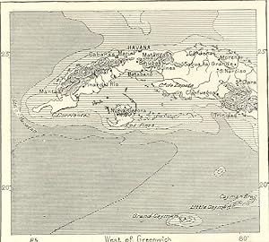 WESTERN DIVISION OF CUBA,1800s Antique Map