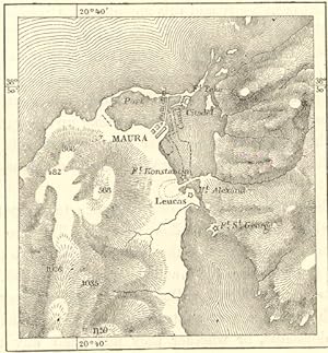 CHANNEL OF SANTA MAURA,AEGEAN SEA ISLANDS,1800s Antique Map