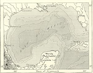 THE GULF OF MEXICO,1800s Antique Map