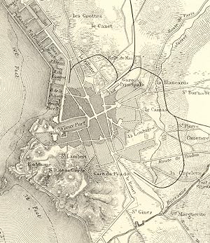 MARSEILLES,France,1800s Antique Map