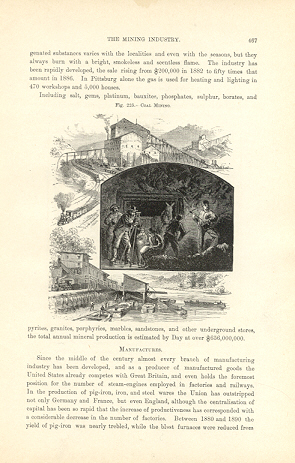 VARIOUS COAL MINING VIEWS,1893 Historical Print