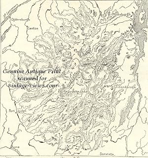ADIRONDACK MOUNTAINS ,1893 1800s Antique Map