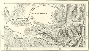 BADAKSHAN, FAIZABAD AND KUNDUZ ,Asiatic Russian 1800s Antique Map