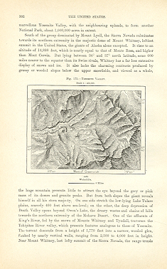 YOSEMITE VALLEY,California Sierra Nevada,Historical Map