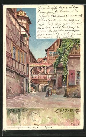 Künstler-Ansichtskarte Franz Xaver Hoch: Strassburg, Hotel Rabenhof