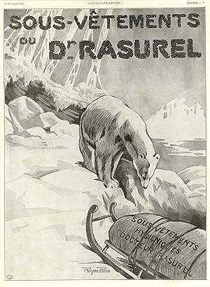 "SOUS-VÊTEMENTS du DR.RASUREL" Annonce originale entoilée parue dans L'ILLUSTRATION du 6/12/1924 ...