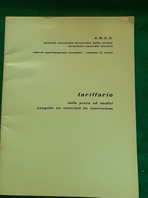 TARIFFARIO DELLE PROVE ED ANALISI ESEGUITE SU MATERIALI DA COSTRUZIONE,