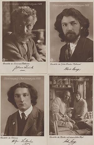 1922 Passionsspiele Oberammergau 4x German Signed Actor Postcard s