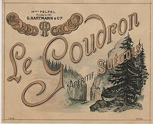 "LE GOUDRON APÉRITIF SUÉDOIS" Étiquette-chromo originale (entre 1890 et 1900)