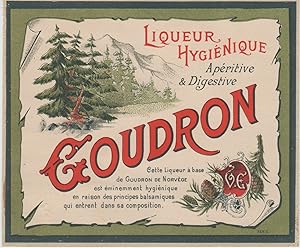 "GOUDRON DE NORVÈGE LIQUEUR HYGIÉNIQUE" Étiquette-chromo originale (entre 1890 et 1900)