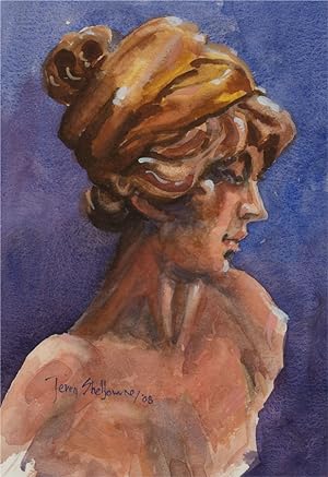 Terry Shelbourne (1930-2020) - 2008 Watercolour, Female Bust