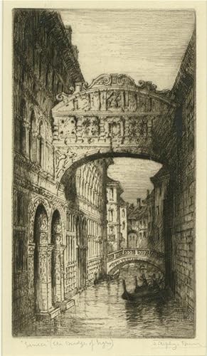 James Alphege Brewer (1881-1946) - Etching, The Bridge of Sighs, Venice