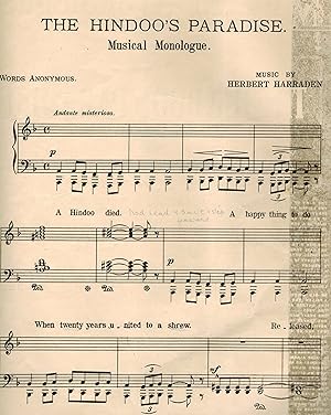 The Hindoo's Paradise Musical Monologue no. 29 - Vintage sheet Music