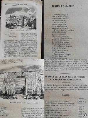 SEMANARIO PINTORESCO ESPAÑOL: Nº40, 2 octubre 1855. Palacio de los duques de Frías en Escalona gr...