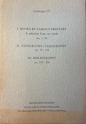 [Catalogue Antique bookshop] Catalogue no. 257 Internationaal Antiquariaat Menno Hertzberger, s.d...