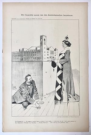 [Original lithograph/lithografie by Johan Braakensiek] Het finantiëel succes van den Amsterdamsch...