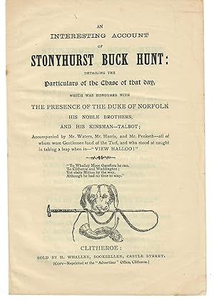 An Interesting Account of Stonyhurst Buck Hunt; Detailing the Particulars of the Chase of That Day