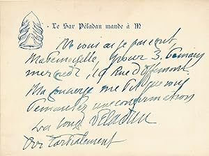 Joséphin Péladan Littérature carte autographe signée à une demoiselle