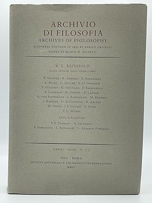 K.L. Reinhold: alle soglie dell'idealismo; Archivio di Filosofia / Archives of Philosophy