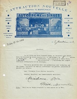 4 lettres de demande de participation à une foire française avec une attraction animalière (1937-...