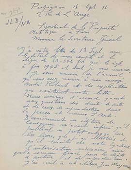 Collection of original autograph letters from Raoul Dufy to his copyright attorney Jacques-Louis ...