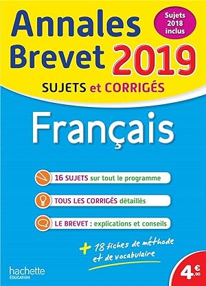 annales brevet ; français (édition 2019)
