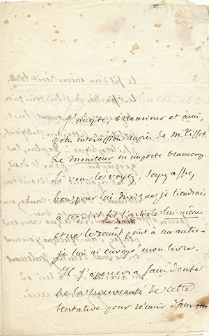 Jules MICHELET Sur son Histoire de France en plusieurs volumes lettre autographe