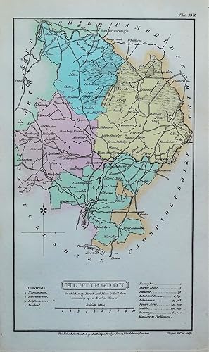 Antique Map HUNTINGDONSHIRE, Capper Original Hand Coloured County Map 1808
