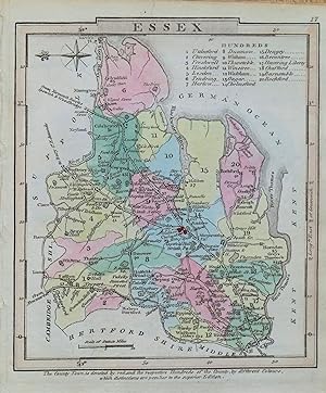 ESSEX, George Gray, Original Hand Coloured Antique County Map 1824