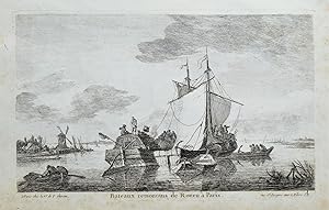 SAILING BOATS, R.SEINE, marine, nautical, maritime original antique print c1750