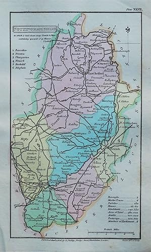 Antique Map NOTTINGHAMSHIRE, Capper Original Hand Coloured County Map 1808