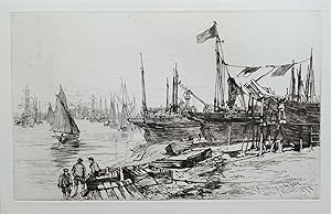 BOAT BUILDING, GREAT YARMOUTH C.Watson nautical, maritime antique print 1880