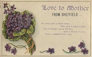Love To Mother From Sheffield WW1 Wartime Greetings Postcard