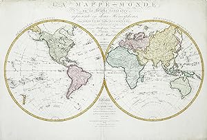 La Mappe-Monde ou le Globe Terrestre Represente en deux Hemispheres, l'un Oriental, l'autre Occid...