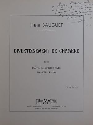 SAUGUET Henri Divertissement de Chambre Dédicace 1934