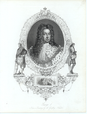 Historical 1840s Steel Engraving of King George the First