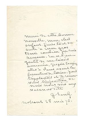 George SAND / Lettre autographe signée / L'une des toutes dernières avant sa mort