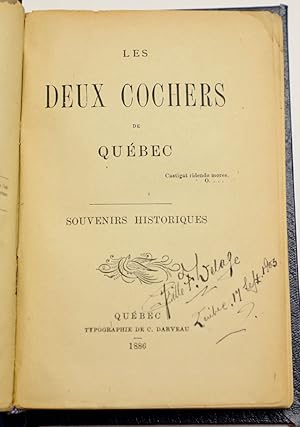 Les deux cochers de Québec, souvenirs historiques