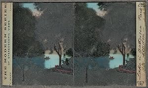 "LAKE IN BATTERSEA PARK--LONDON": Tinted Glass Stereoview