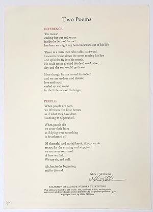 Two poems [signed broadside]