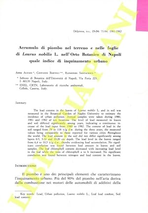 Accumulo di piombo nel terreno e nelle foglie di Laurus nobilis L. nell'Orto Botanico di Napoli q...