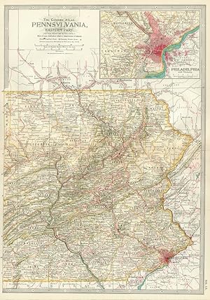 Historical 1897 Vintage Color Map of Pennsylvania